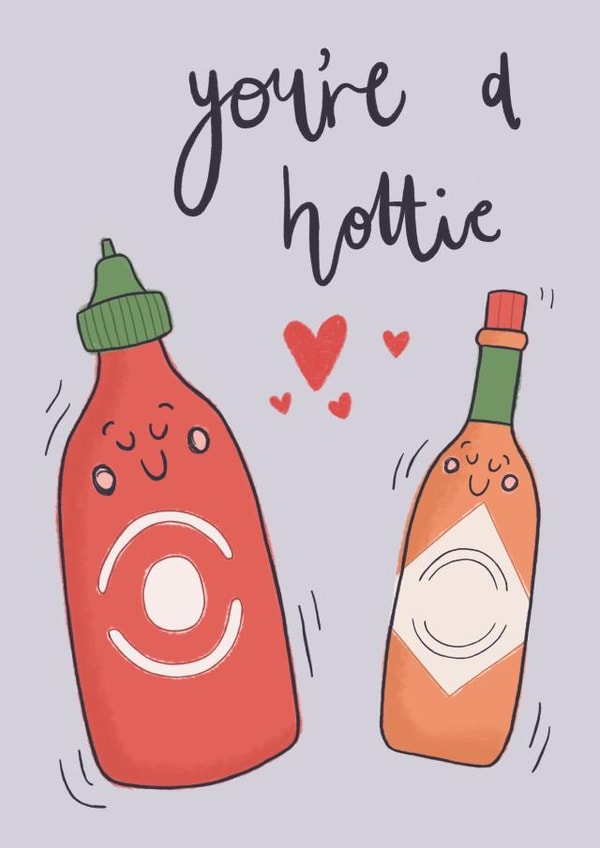 Valentine's Day hot sauce pun card created by Mint and Pickle