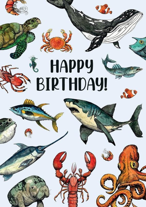 Happy Birthday Sealife / under the sea card created by Life's Little Doodles