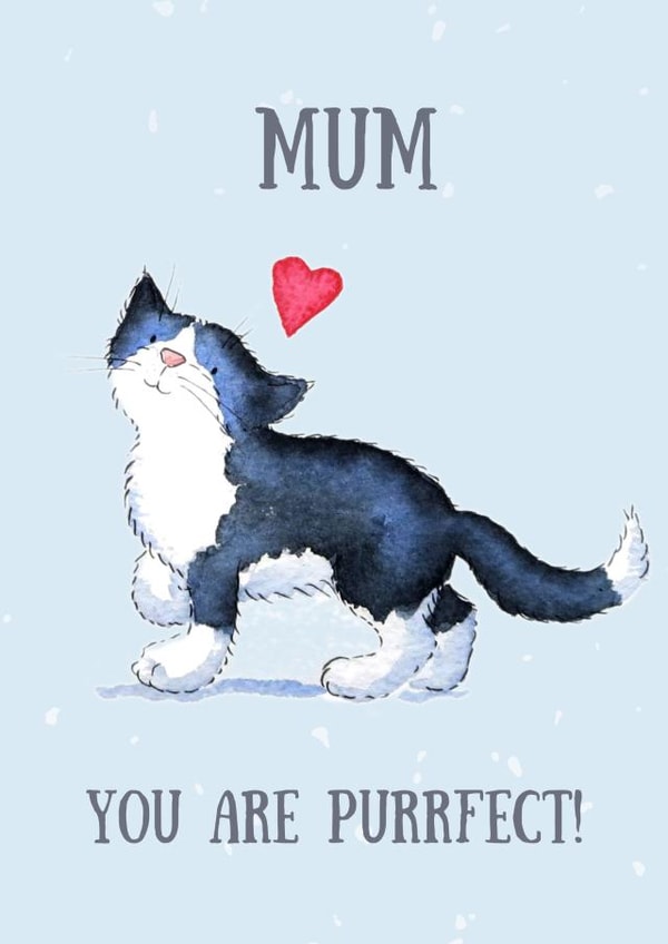 Black and white cat Mother's day card created by Kate Garrett