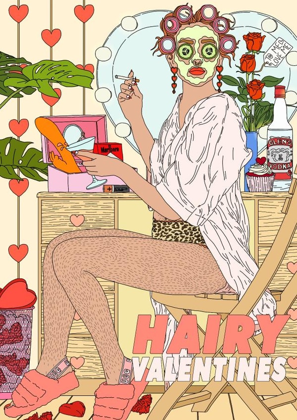 HAIRY VALENTINES CARD created by Emily Nash