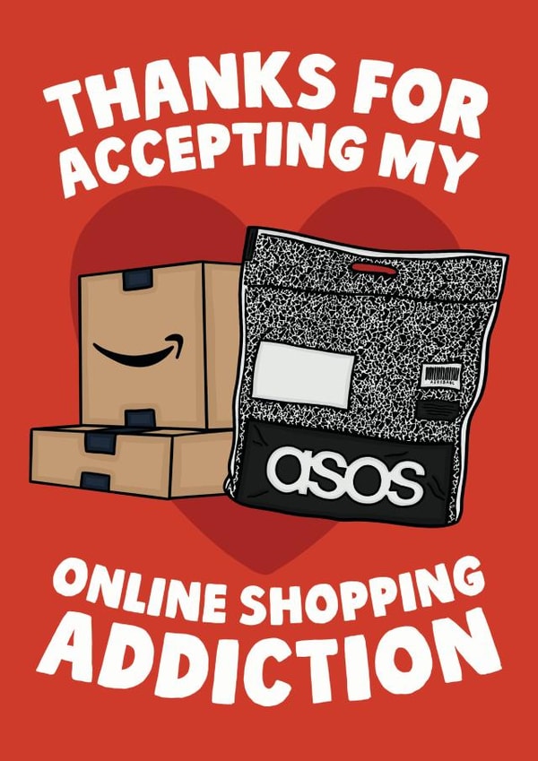 Thanks for accepting my online shopping addiction card created by Studio Doodles