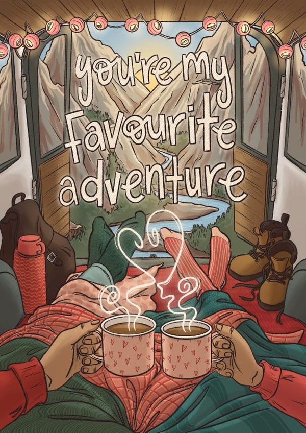 Heartfelt Travelling Anniversary Card / Valentines Day Card - You're My Favourite Adventure created by Tee Ansell Draws