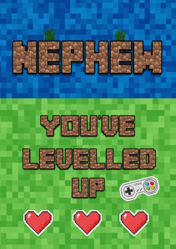 Nephew Birthday Card for Minecraft Fans – Gamer Level Up Design created by Kerrylovescards