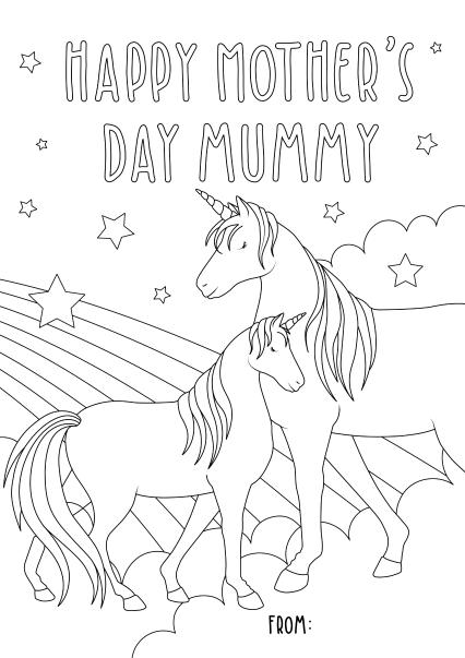 Mother's Day Unicorn Colouring Card for Mummy | thortful