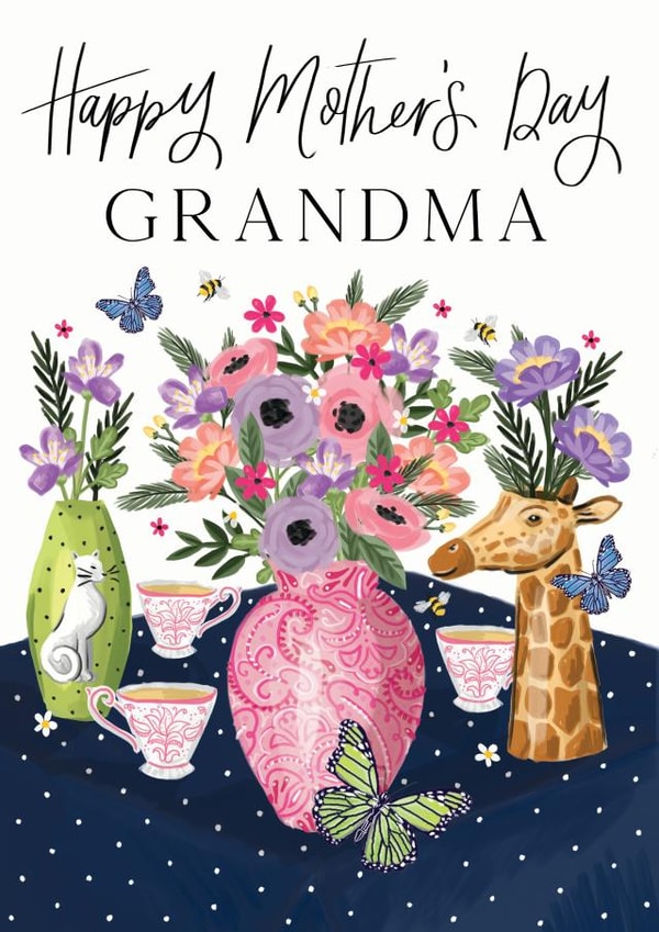 Happy Mother's Day Grandma, Tea & flowers card created by Making Meadows Ltd