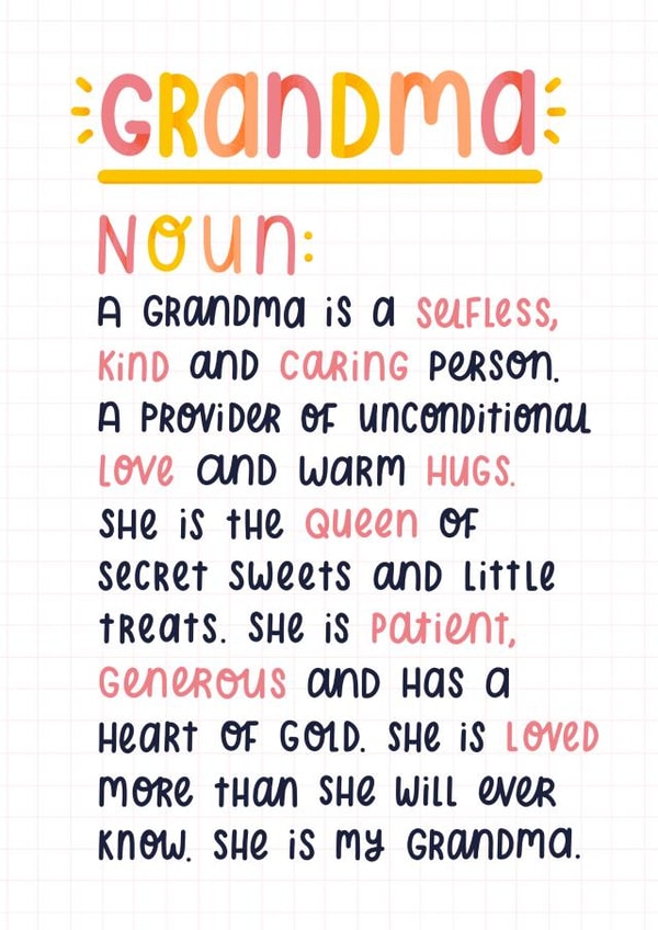 Heartfelt Mothers Day Card - Grandma - Poem - A grandma Is Selfless, Kind, And Caring Person created by Joanne Hawker