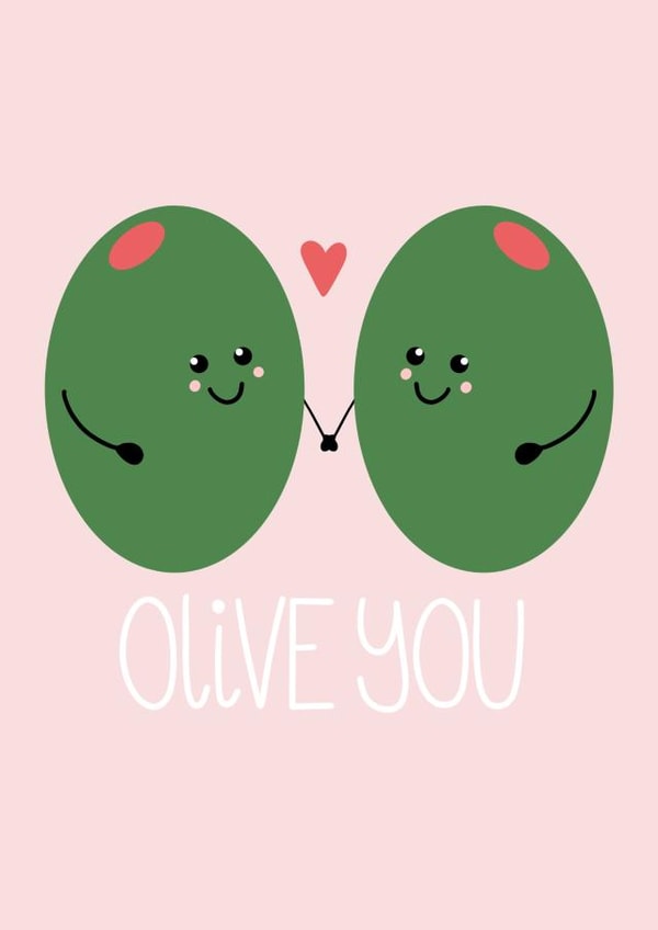 Olive You Greeting Card 1000 created by Han Crafted
