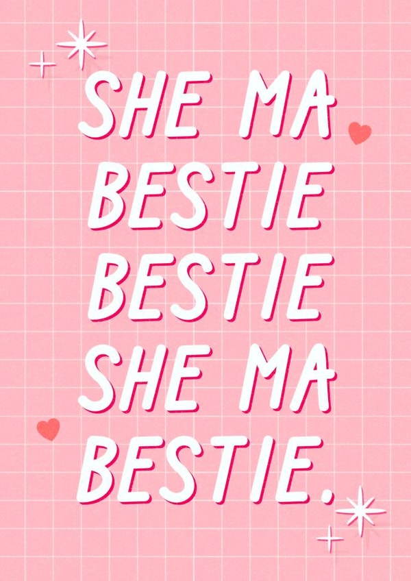 She ma bestie lyric galentine’s day and best friend birthday card created by The Girl Next Draw Cards