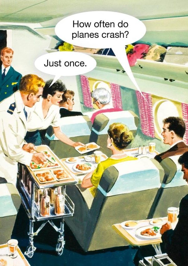 A classic pun on a vintage Ladybird illustration - Planes Crash created by © Ladybird Books Ltd 2025