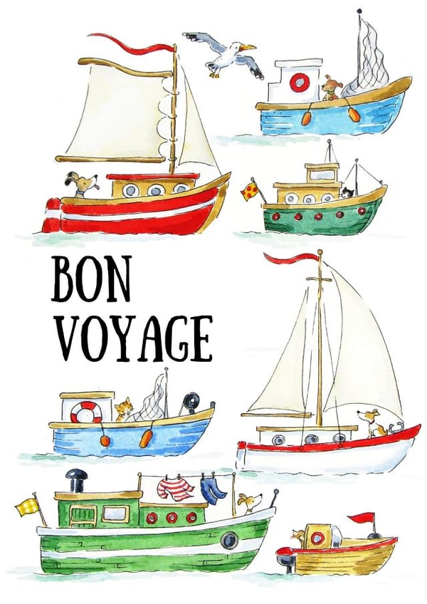 Bon voyage good luck card created by Kate Garrett