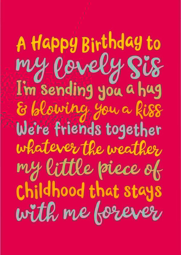 Heartfelt sister birthday card for a lovely Sis created by The Typecast Gallery