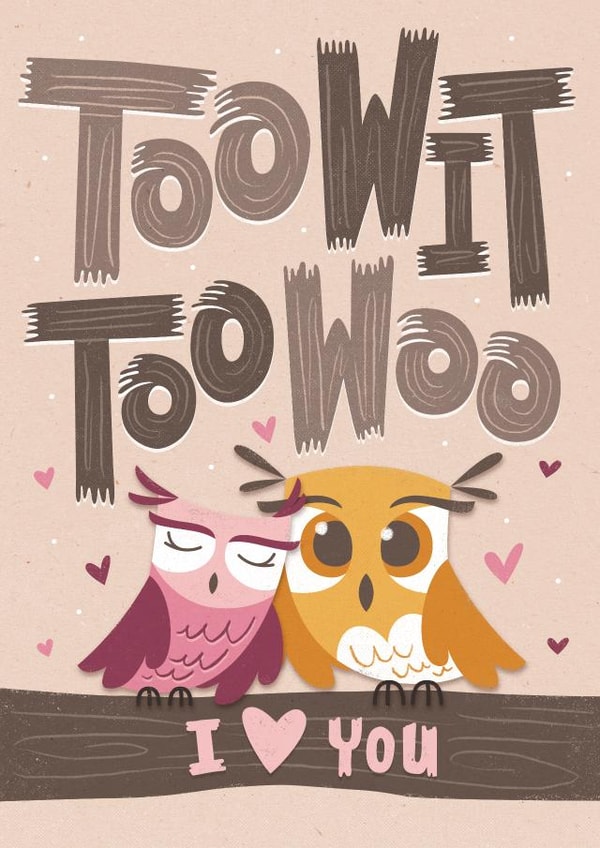 Cute owl themed Valentine's Day card created by Laura Scribbles