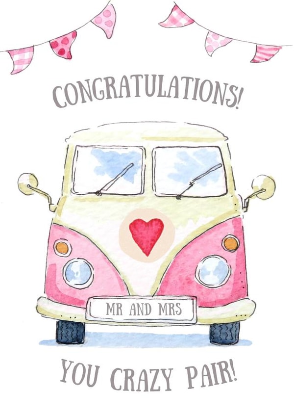 Campervan illustration - wedding card created by Kate Garrett