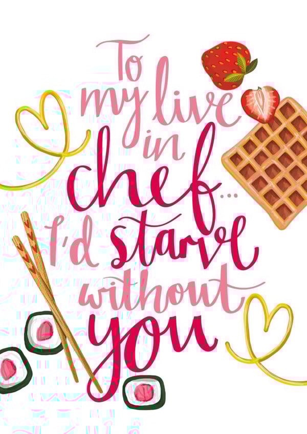 Chef Valentine's card created by Lucy Duckham Illustration