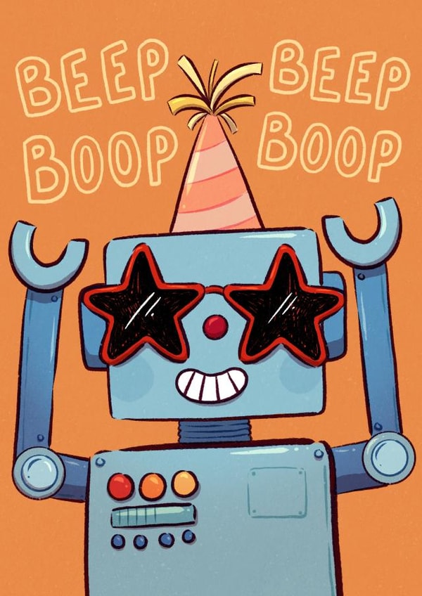 Funky Party Robot Birthday Celebration Card created by DustandMarbles