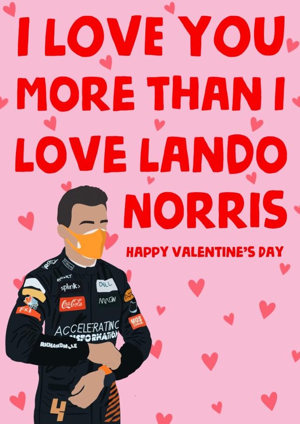 Lando Norris Valentines day card created by Millie Stockill