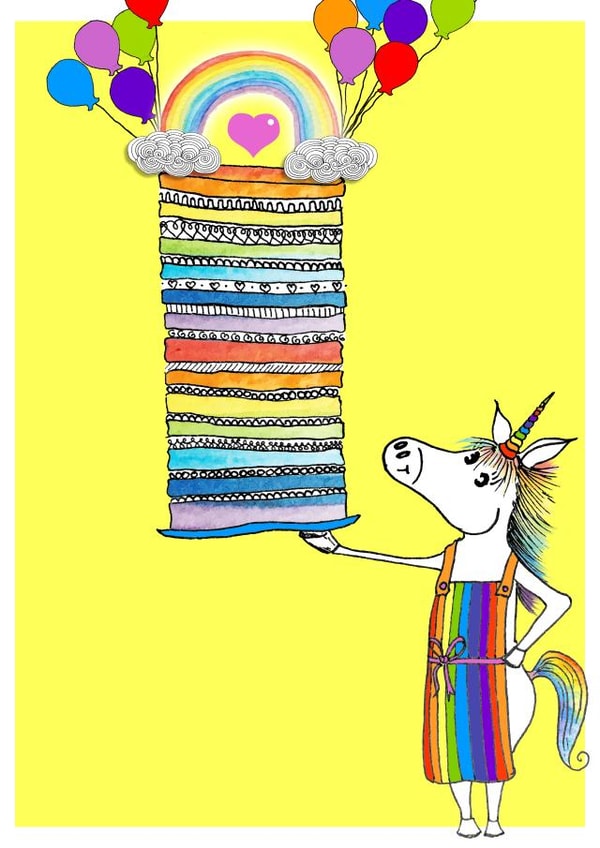 Rainbow Unicorn Birthday Card created by The Ricketty Desk