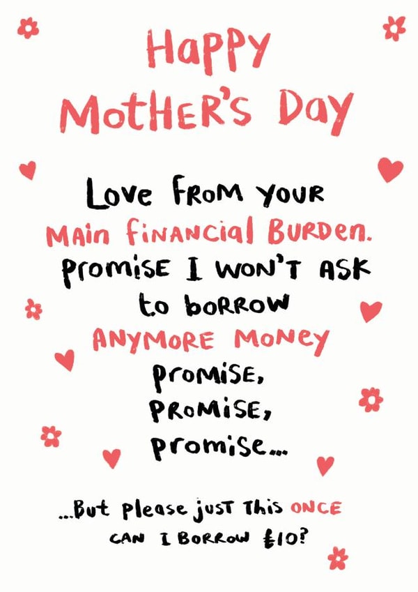 Happy Mother's Day Financial Burden card created by Hew Ma