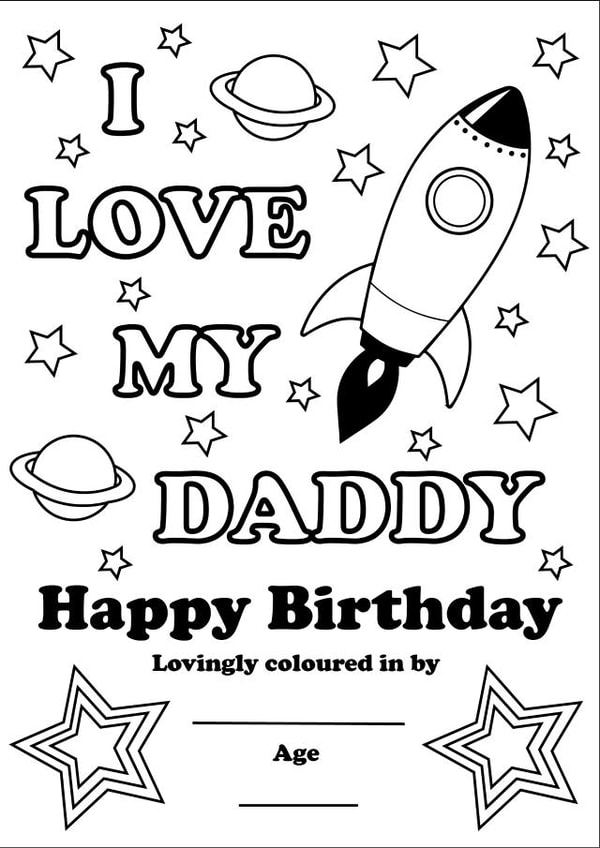 colour your own I love my daddy birthday card created by Thoughtful Gifts