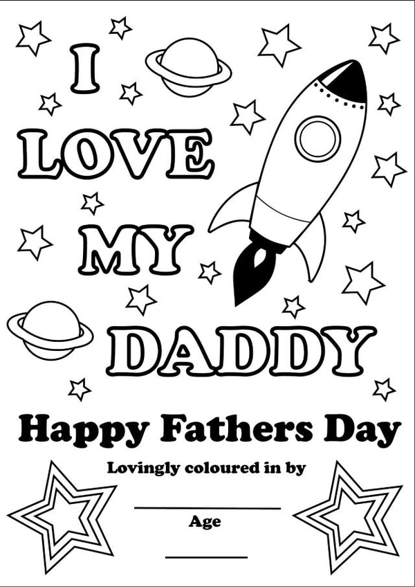 I Love My Daddy colour your own fathers day card created by Thoughtful Gifts