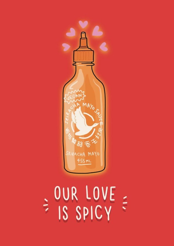 Sriracha Mayo spicy Valentines card created by Ice Cream Lady