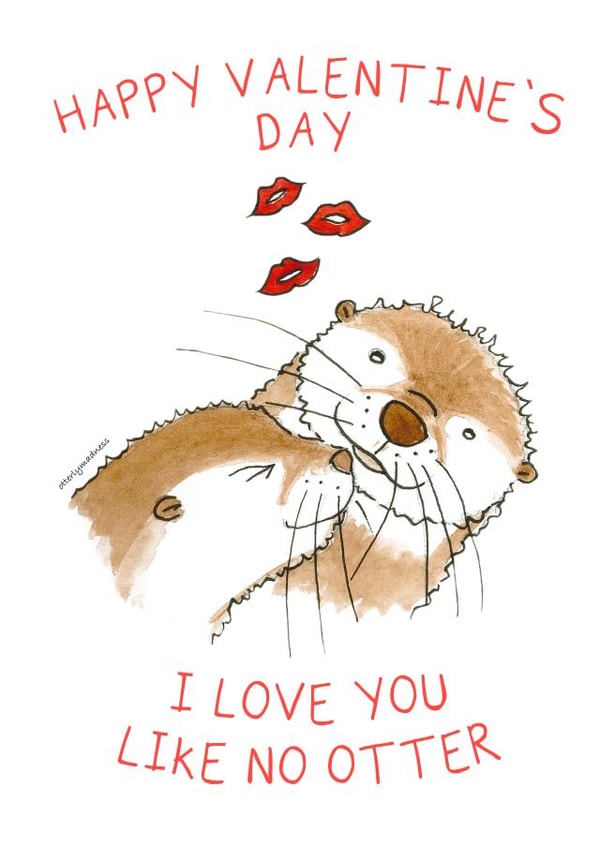Otter Valentine's Day Card 1002 created by Otterly Madness