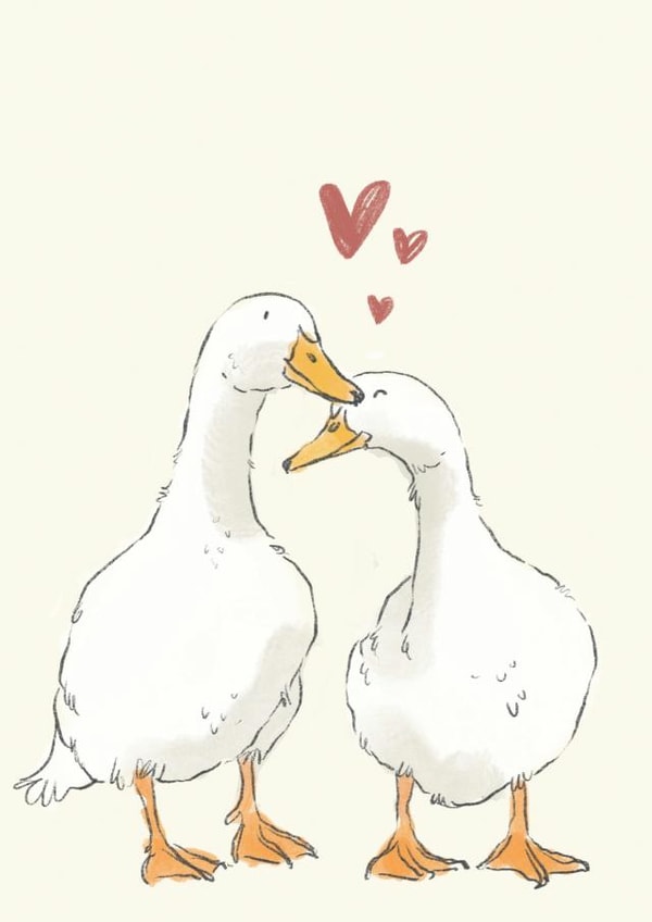 Duck Valentines Day Card created by Becca Hall illustration