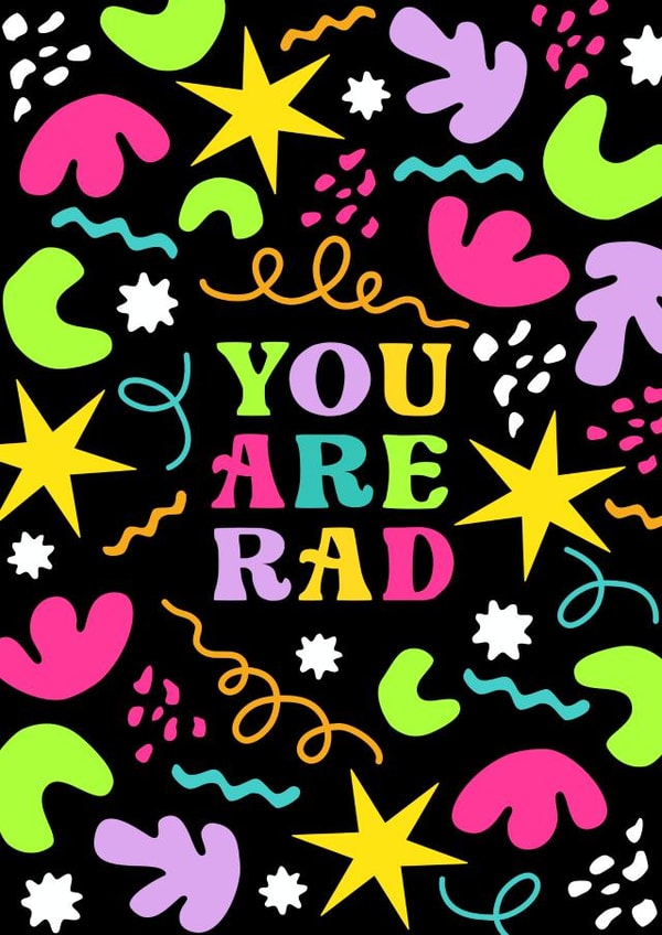 You Are Rad anniversary friend birthday galentine card created by Hayley Victory