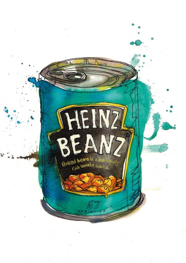 Fun colourful Beanz card! created by Georgina Luck Illustration