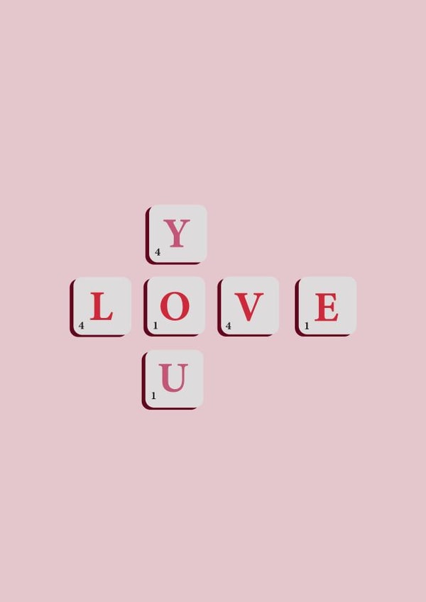 Scrabble love you card created by EL ILLUSTRATES
