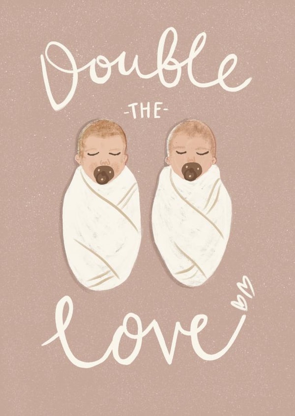 Double the love new baby twins card created by Nicola Scott