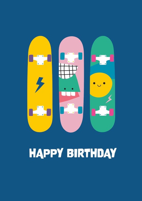 Happy Birthday skateboard card created by frances Wilson