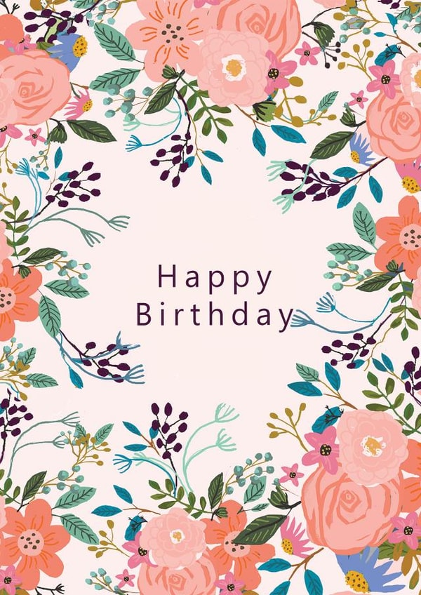 Hedgerow Floral Happy Birthday created by Pink Pen Studio