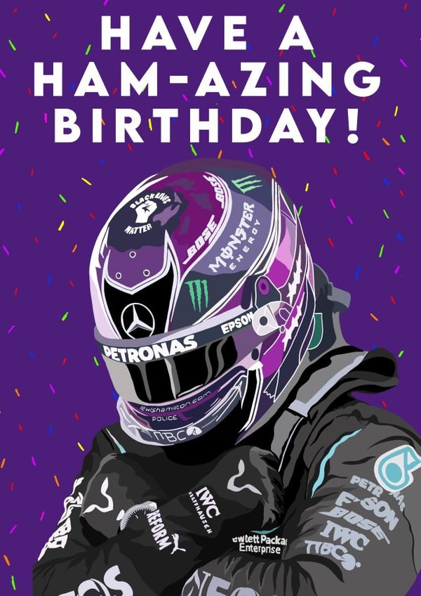 Lewis Hamilton Birthday Card 1000 created by Gee Designs