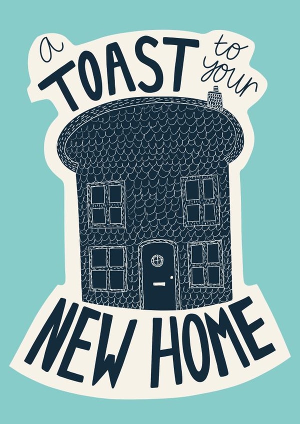 Cute Toast Pun New Home Card - Toast - House - A Toast To Your New Home created by Christine Cuddihy Illustration