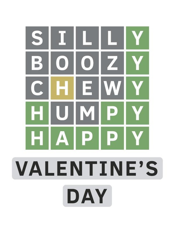 Happy Valentine’s Day Wordle card created by @lydiapimmdraws