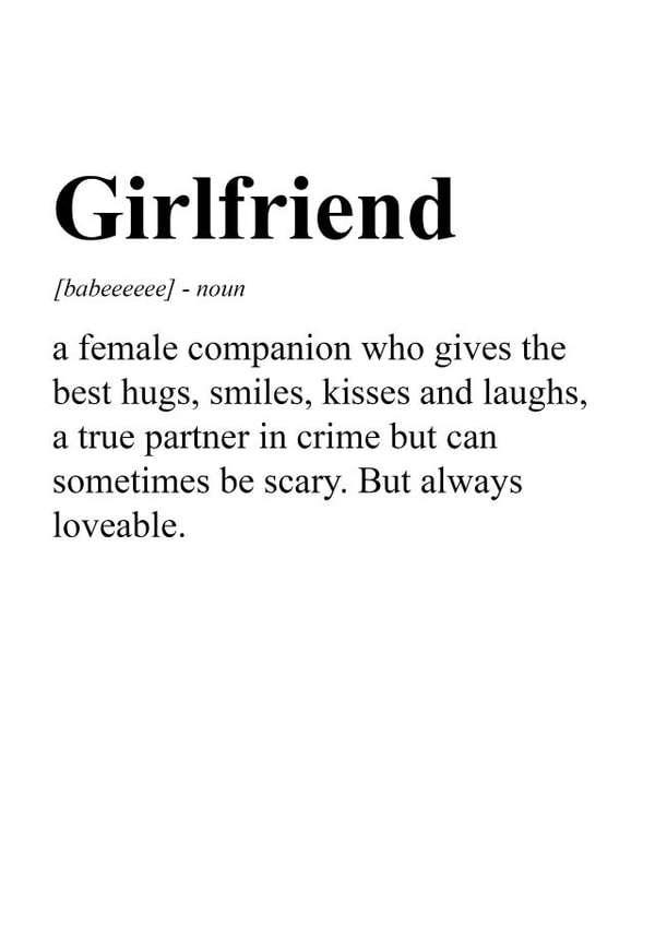 Girlfriend definition created by TwinFinDesigns