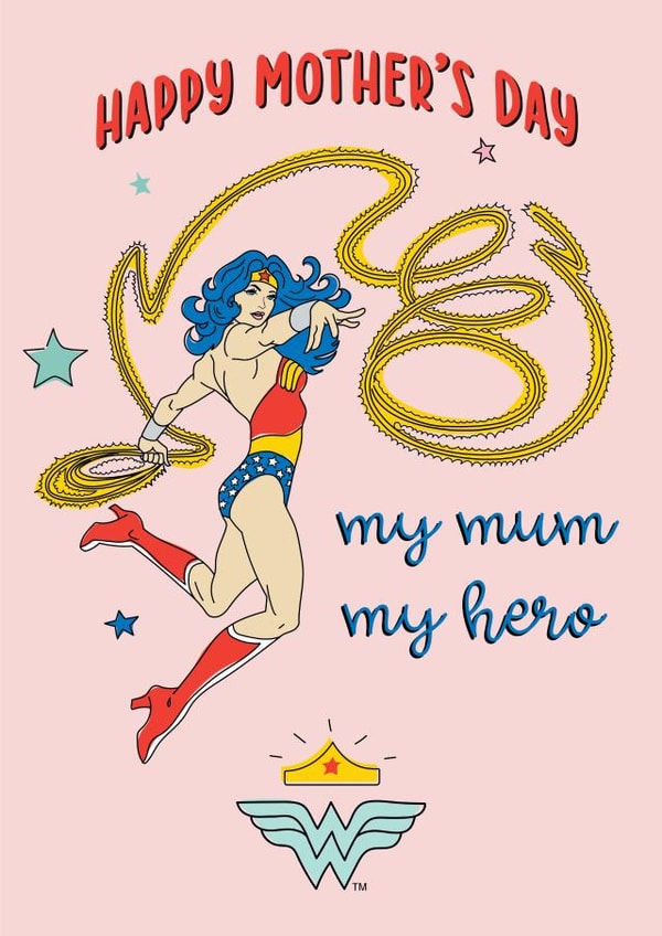 Wonder Woman My Hero Mum Mothers Day card  created by Cardology