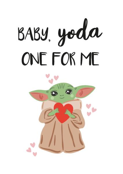 Baby Yoda One For Me - Mandolorian Grogu Valentine's Card - Star Wars |  thortful