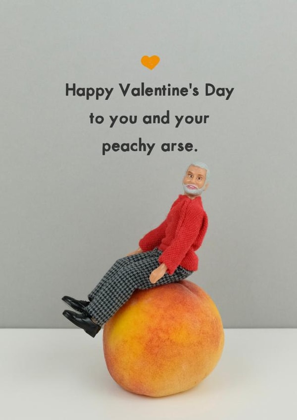 Cheeky Valentine's Day Card - Jeffrey & Janice - Happy Valentine's Day To You And Your Peachy Arse created by Bold & Bright Cards