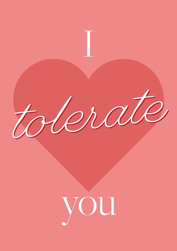 I tolerate you Valentine's Day card created by Moonrise Design Co.