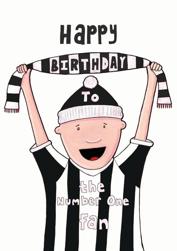 Cute Birthday Card - Newcastle United created by Martyn Scribbler Illustration