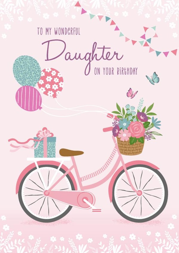 Pretty Bicycle Birthday Card for your daughter created by Tanya Laporte Designs
