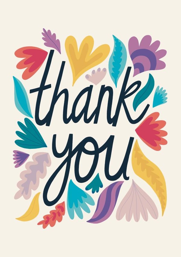 Pretty Thank You Card - Botanical - Thank You created by Christine Cuddihy Illustration