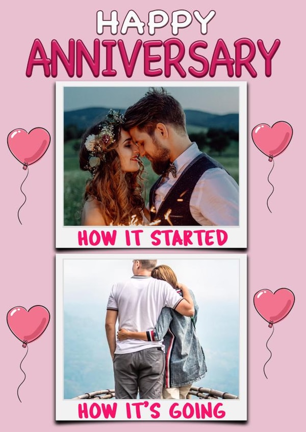 Anniversary 'how it started, how it's going' card created by ShortRound888