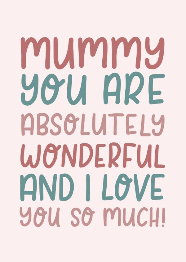 Wonderful Mummy mother's day card created by The Lettering Tree