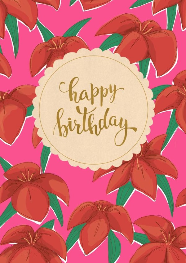 Floral birthday card created by Fariza Kartbayeva