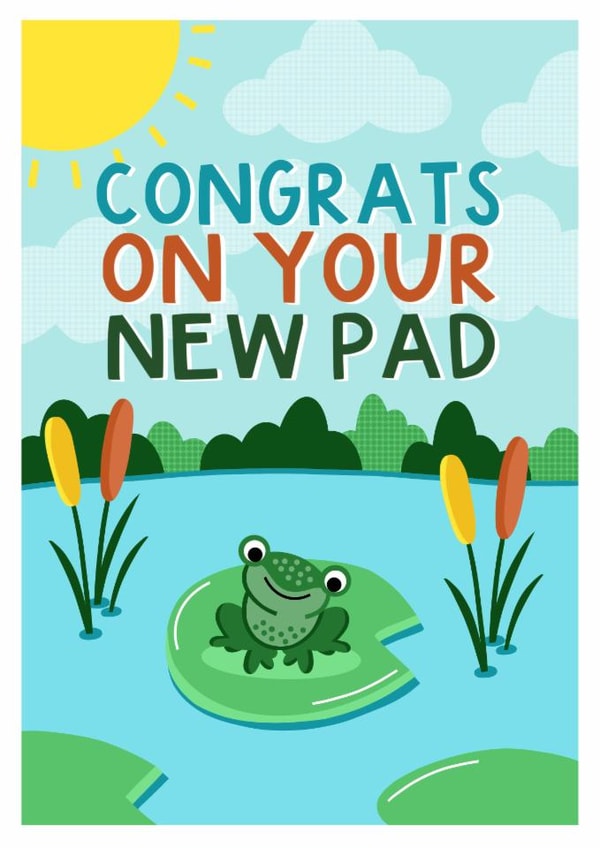 Cute Frog Pun New Home Card - Congrats On Your New Pad created by Amy Writes
