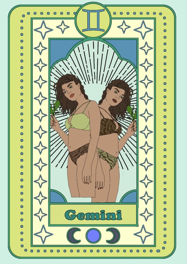 GEMINI BIRTHDAY CARD created by Emily Nash