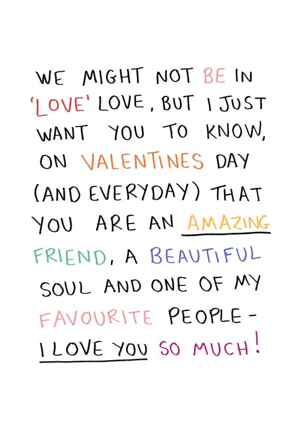 Platonic Love Valentine's Day / Palentine's Day / Galentine's Day Card - Amazing Friend, Beautiful Soul, Favourite Person created by Sophie Kathleen